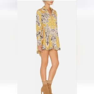 FREE PEOPLE FIELD OF BUTTERFLIES PAISLEY TOP BOHO TUNIC DRESS SIZE M